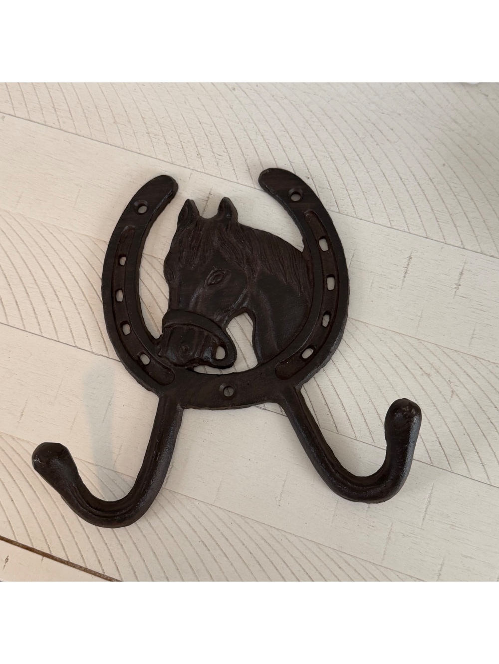 Cast Iron Horse Horseshoe Double Wall Hook Western Farmhouse Decor